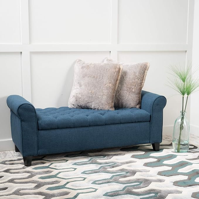 Banc de rangement à accoudoirs avec repose-pieds et couvercle relevable | Idée de cadeau