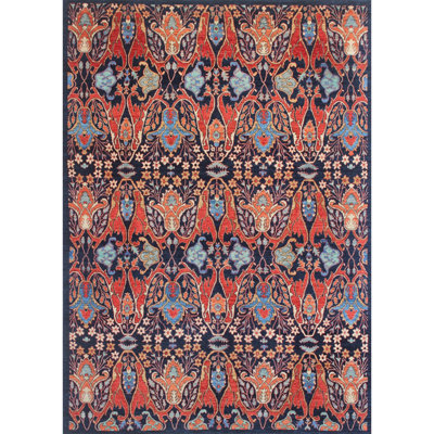 Tapis bleu marine de haute qualité noué à la main