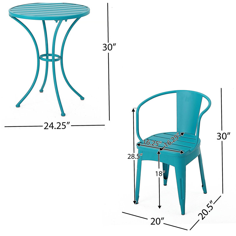 ENSEMBLE MÉTAL 3 PCS COLMAR, Teal