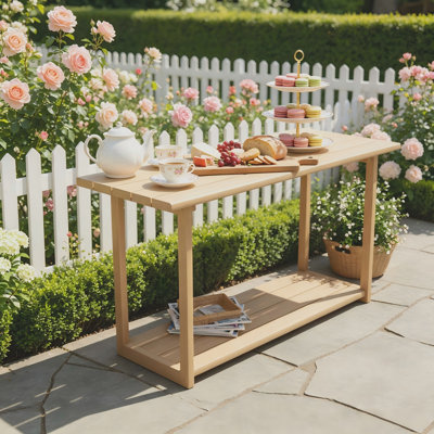 Console rectangulaire pour l'extérieur, table d'appoint Woodside pour le patio, le jardin et la piscine