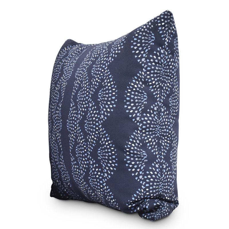 Fickle Florals Dotted Outdoor Square Pillow Cover & Insert, 18" x 18", Blue