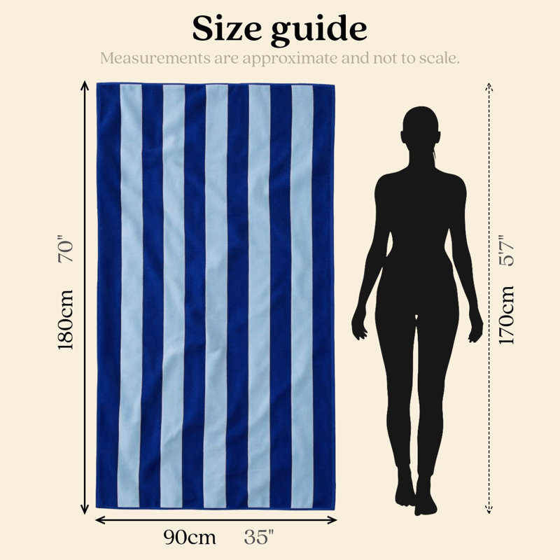 Organic Cotton Striped Beach Towel, Navy/Blue Striped