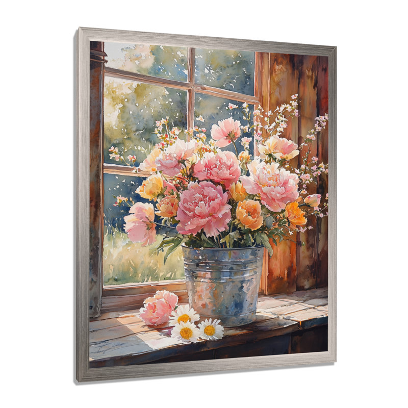 Alba - art mural floral, Argent argent, H 20 po x l 12 po, Reproduction encadrée sans passe-partout