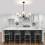 Lustre classique / traditionnel à 5 lumières avec abat-jour en tissu-883153358