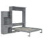 Grand lit escamotable avec armoire de rangement, support à vin, porte-verre, tiroirs et bande DEL multicolore, gris