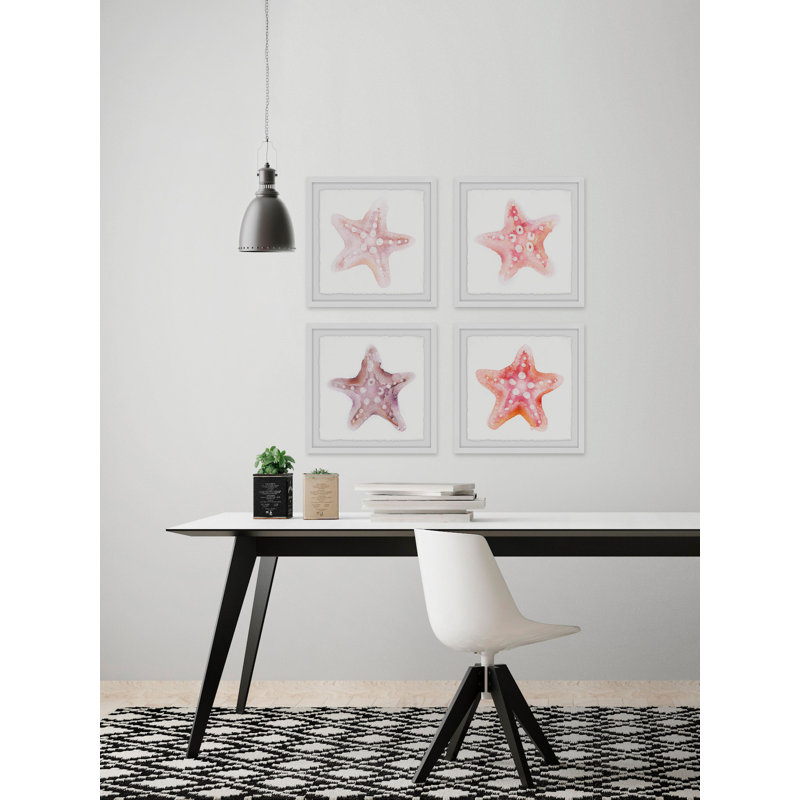Étoile de mer - ensemble de 4 reproductions encadrées encadrées, H 24 po x l 24 po x P 1,5 po