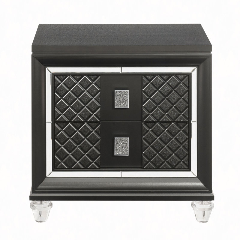 Nightstand, Metallic 2-Drawer Nightstand