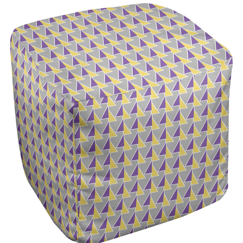 Repose-pieds cube à motif shifted arrows, Mauve / jaune, H 18 po x l 18 po x P 18 po