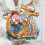 Ornement en bois Père Noël avec dragon