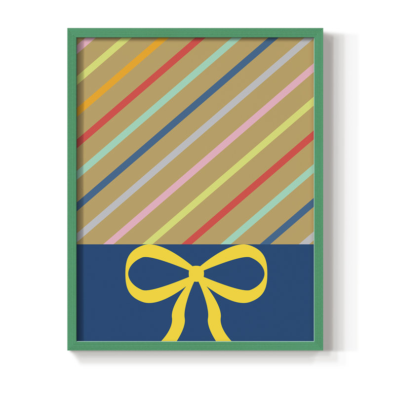 Stripes Framed Print - Solid Wood, Green, 10" H x 8" W