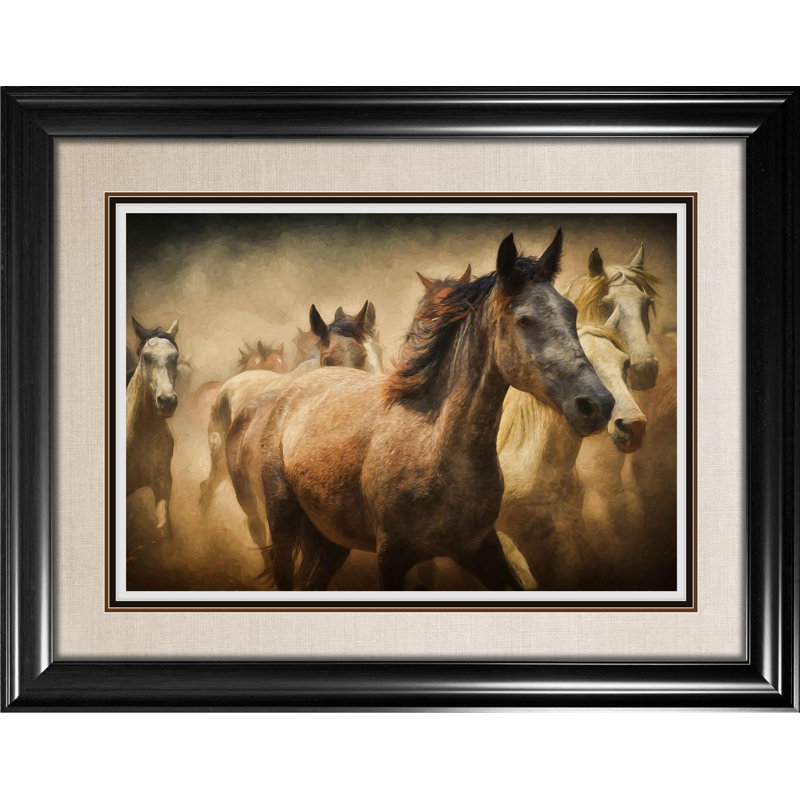Courir, chevaux, reproduction encadrée