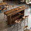 Table de bar moderne à 2 niveaux, unité de bar avec repose-pieds confortable-1394800425