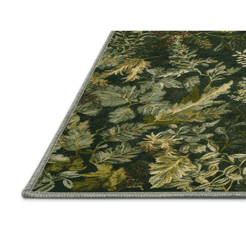 Machine Washable Nature Green Area Rug, Square 8'