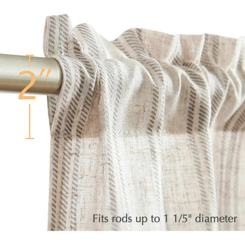 Linen Striped Kitchen Valance, Taupe Gray
