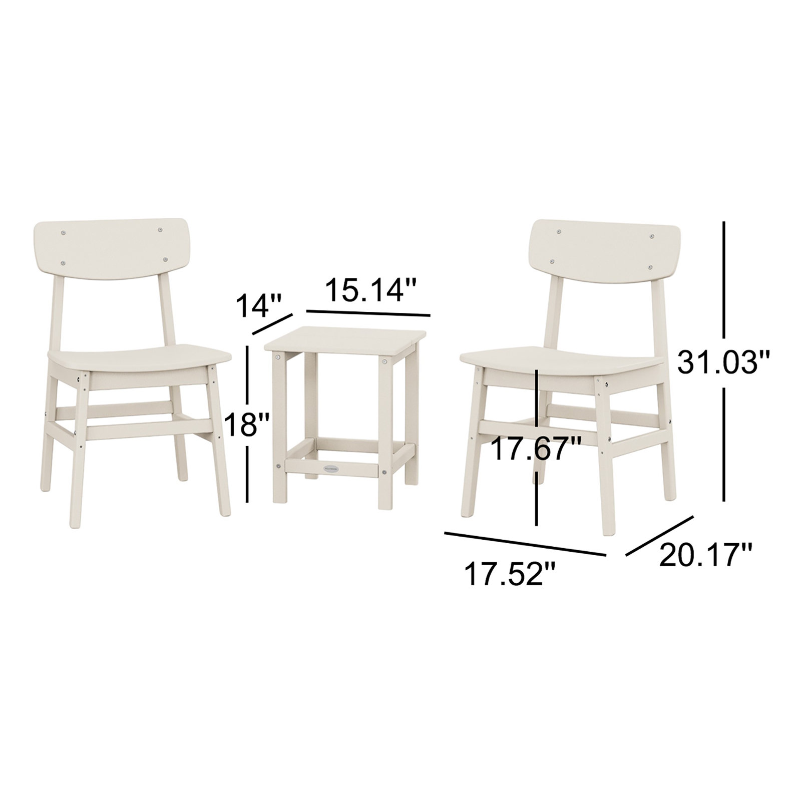 POLYWOOD® Modern Studio 2-Person Patio Seating Group, Sand