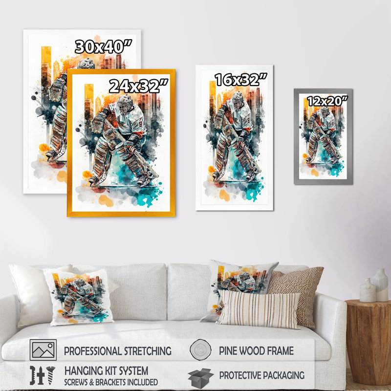 «Hockey Gardien Blocking the Shot II», impression sur toile, H 40 po x l 30 po x P 1,5 po