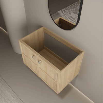 30" Bathroom Vanity In Oak Plywood, Compact Yet Spacious Cabinet Plywood Vanity, Generous Storage Space, Modern Look