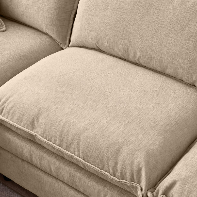 Canapé modulaire en L 3 places avec repose-pieds Premium Chenille