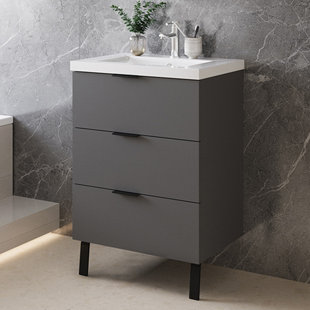 60mm Single Bathroom Vanity with Integrated Ceramic Basin