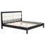 Structure de lit plateforme en bois massif de très grande taille avec tête de lit tapissier en velours beige, noir, aucun sommier tapissier requis-1922603836-1922603839