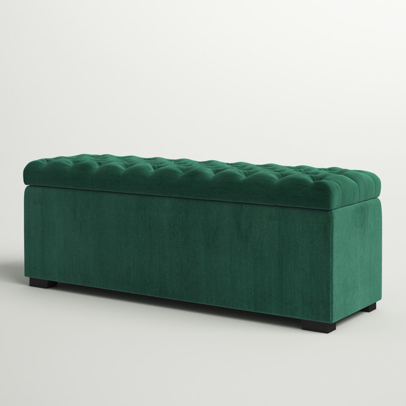 Kranz Polyester Blend Upholstered Storage Bench, Teal Basketweave