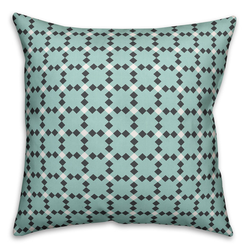 Coussin extérieur à carreaux Check, 20 po x 20 po, Bleu, Intérieur