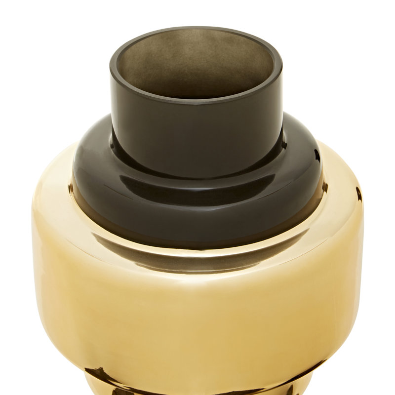 Adrinne Glass Table Vase, Black/Gold