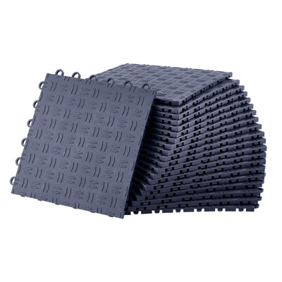 Paquet de 50 tuiles de plancher de garage emboîtables 12 po x 12 po, texture double antidérapante pour garage, sous-sol, atelier, vestibule, gymnase à domicile