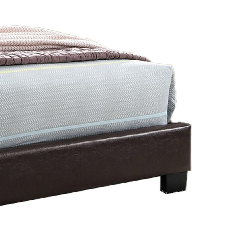 Dark Brown Faux Leather Upholstered Queen Bed with Tufted Headboard