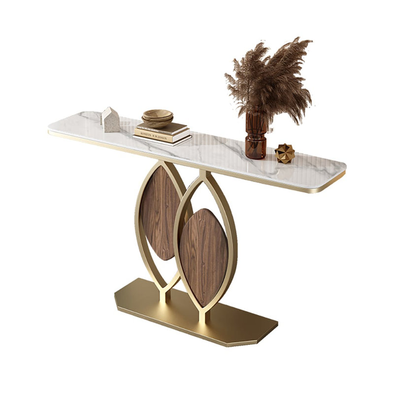 Table d'appoint moderne Duo 39,4 "pour hall d'entrée avec plateau en pierre frittée blanche