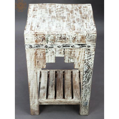 Solid + Manufactured Wood Accent Stool
