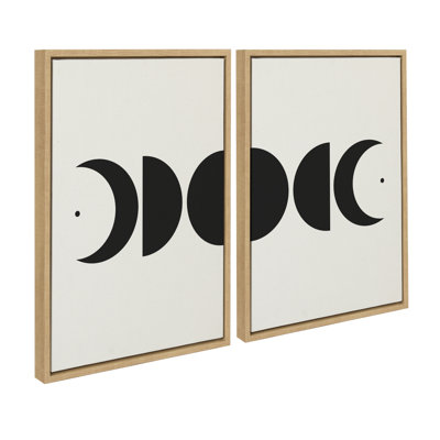 Drumheller Modern Geometric Moon Phases Framed Canvas Set By The Creative Bunch Studio 2 Piece 18X24 Natural