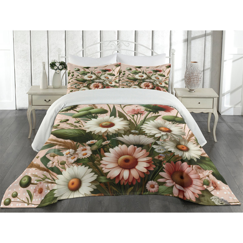 Polyester Floral Coverlet, Queen Coverlet + 2 Standard Shams