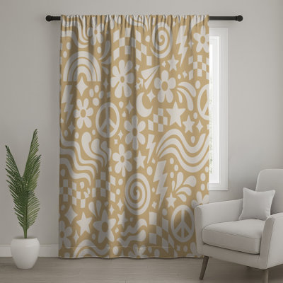 Rideaux de fenêtre Beige Retro Symbols