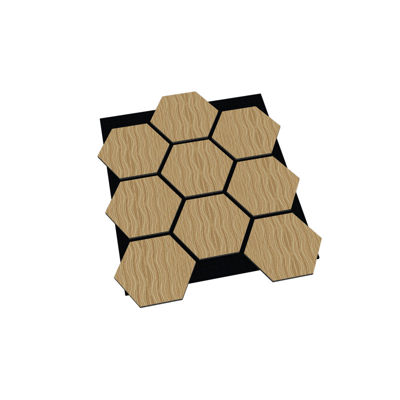 Panneau de bois décoratif hexagonal acoustique