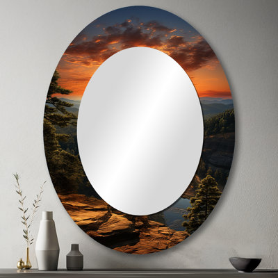 Paysage de Géorgie - miroir mural ovale jaune