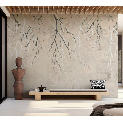 Papier peint floral - Feuilles tombantes abstraites