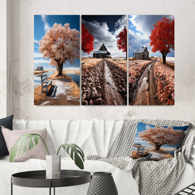«Farmhouse Serenity Farm», 3 pièces sur toile