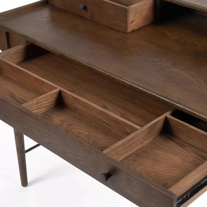 Bureau en bois de frêne blanc rétro, H 35,43 po x l 47,24 po x P 23,62 po