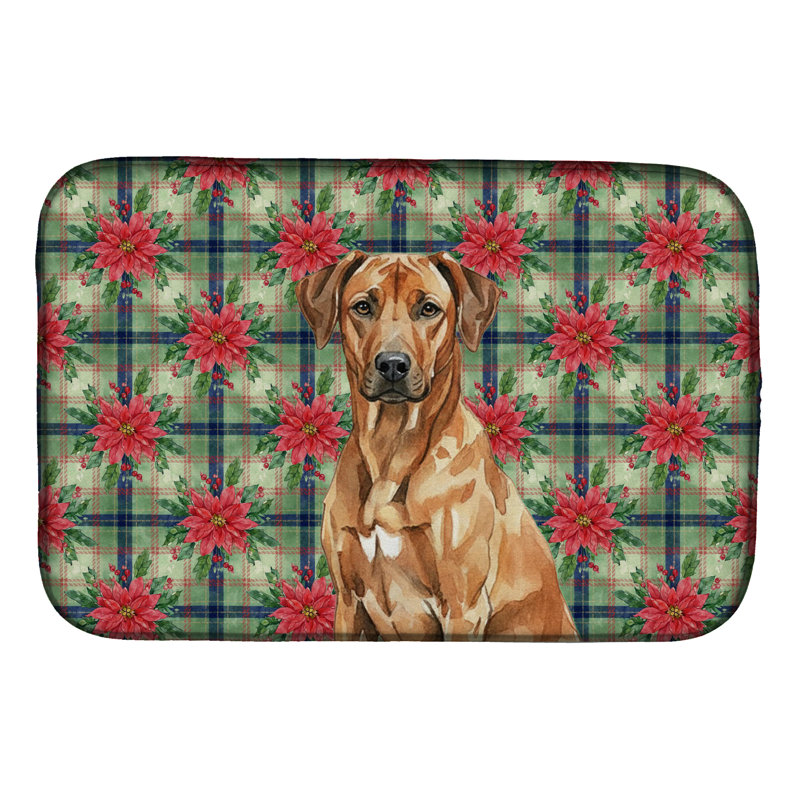 Tapis de séchage Rhodesian Ridgeback Christmas PoinsettIas