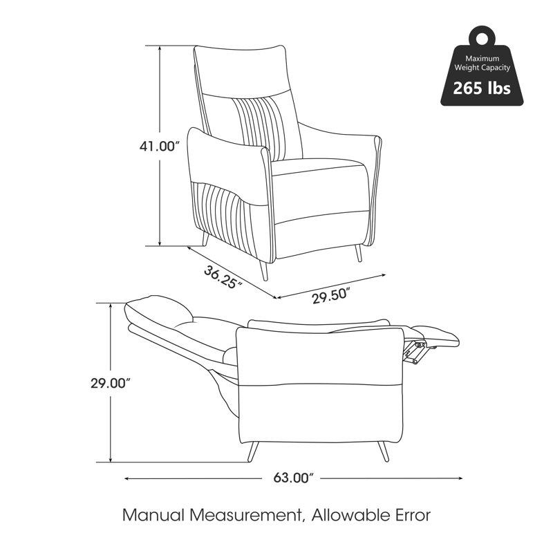 Modern Fabric Push Back Recliner With Ergonomic Segmented Back