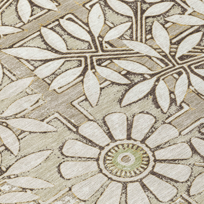 Machine Washable Indoor/Outdoor Chantille ACN2775 Floral Rug, 8' x 10', Ivory