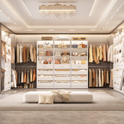 Closet System with Drawers and Hanging Rods