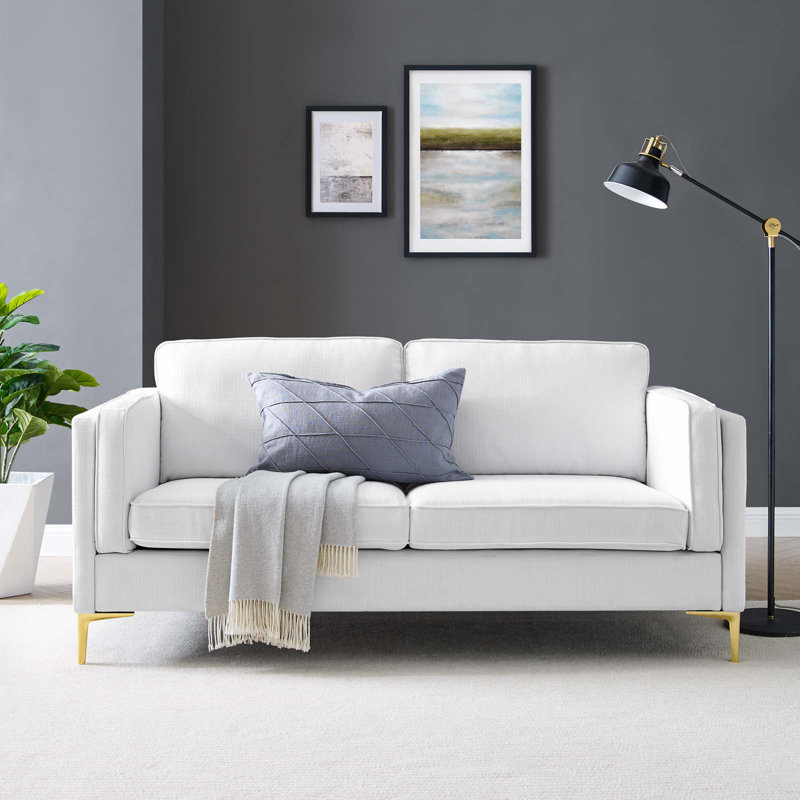 Kaiya Fabric Sofa, White 100% Polyester