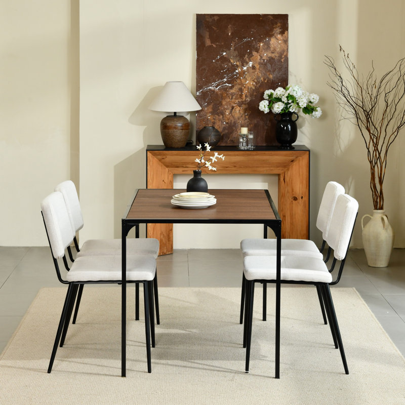 Ensemble de salle à manger moderne 5 pièces Hararat, Beige / noir, Espresso