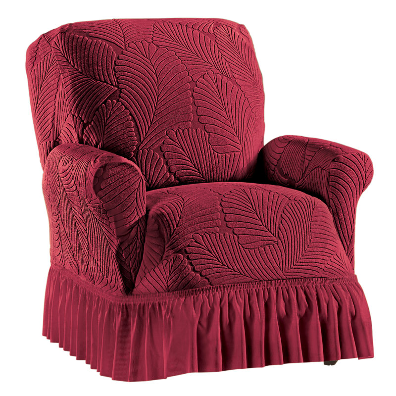 Housse à jupe à volants texturée, Polyester bourgogne