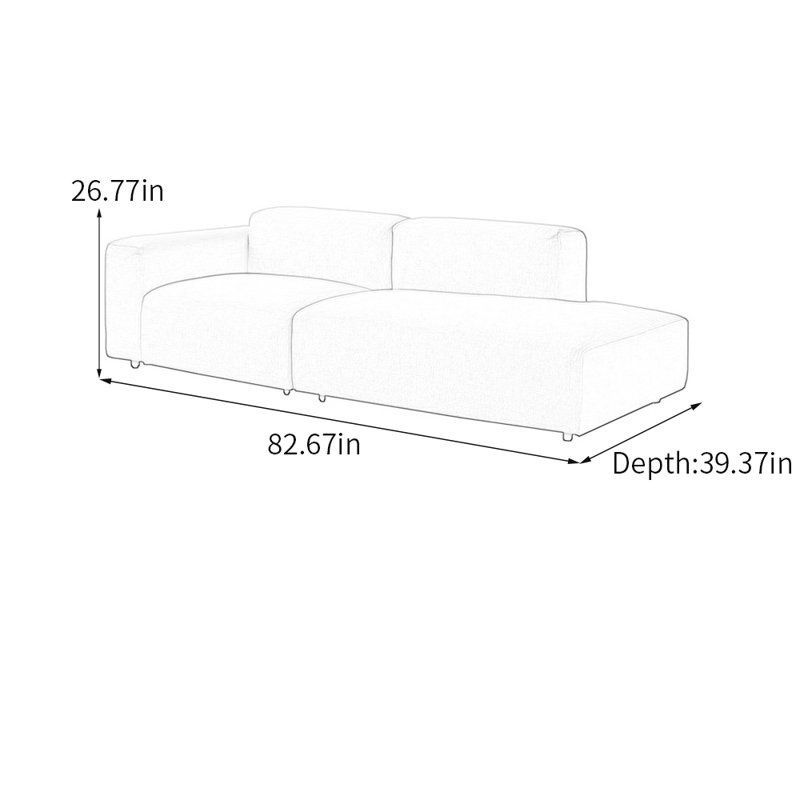 Chaise longue en coton et lin de luxe, Orienté à gauche (vu de face)