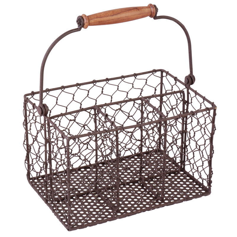 Metal Flatware Caddy, Brown