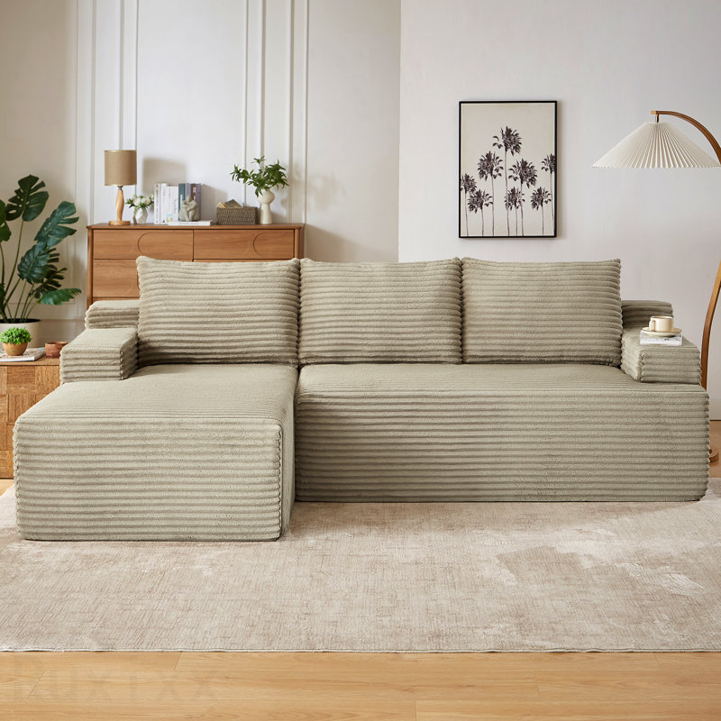 Canapé modulaire en L avec siège profond, sans assemblage requis, canapé modulaire pour salon, chambre à coucher, appartement, chameau