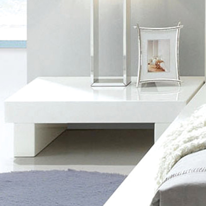 Table de chevet murale en bois blanc brillant pour chambre à coucher, compacte et pratique
